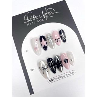 105 Nailbox thiết kế nơ hồng đen xinh xắn