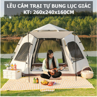 Lều tự bung 3-5 người 2 lớp, 6 chân trụ vững chắc nhất hiện nay