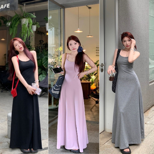 Đầm Body 2 Dây Dáng Dài Suông Có Đệm Ngực