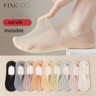 Vớ Thuyền Cotton Lụa Lạnh Mỏng Vô Hình Tất Nông Chống Trượt Ngọt Ngào Cho Nữ Màu sắc đơn giản
