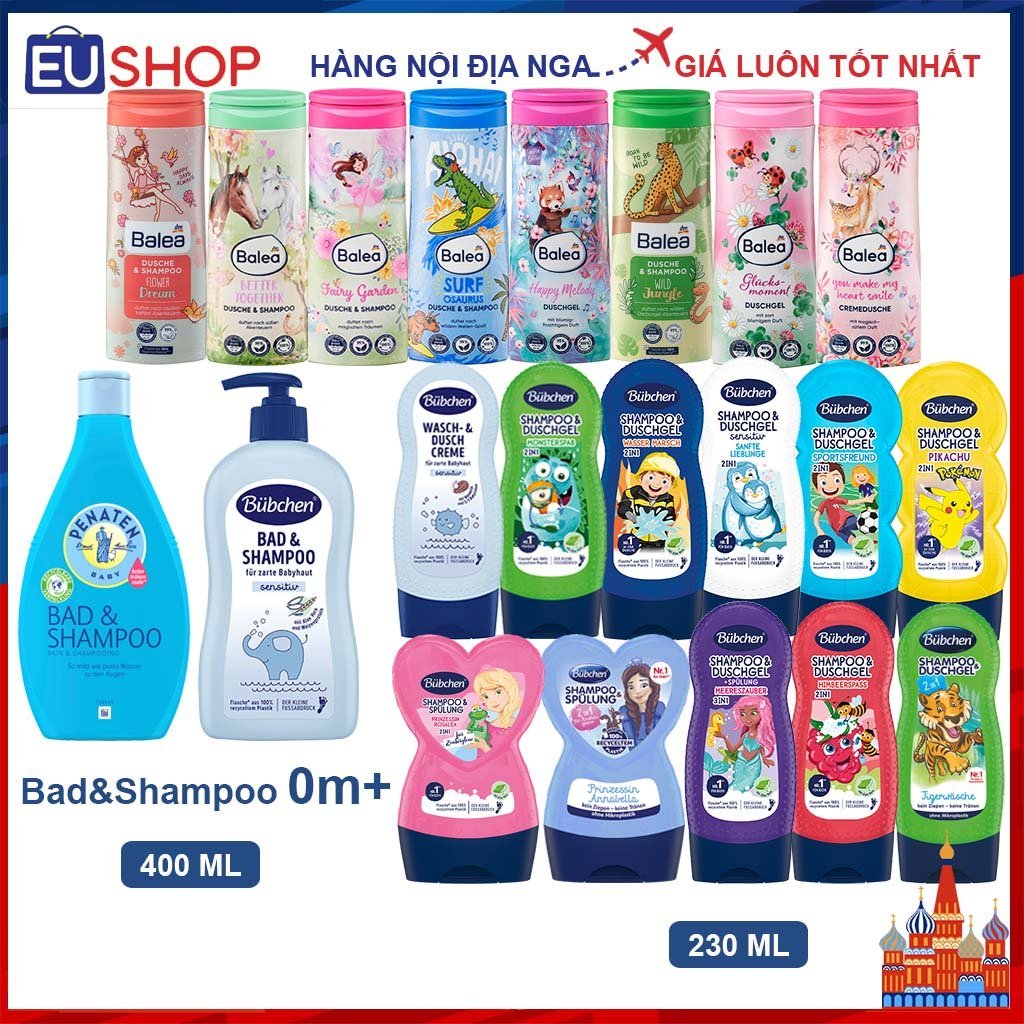 Sữa tắm gội cho bé Bubchen Bad & Sampoo & Balea Đức 2in1 Lọ 230 & 300ml