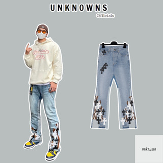 👑👑-quần jean chrom heart x g.dept "la flare" levi's cross patch denim,quần jean ống loe ch x gd cao cấp