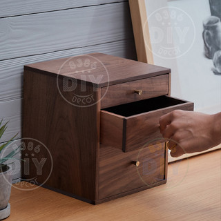 Hộp tủ mini để bàn, hộp tủ y tế gia đình, đựng phụ kiện, trang sức đa năng gỗ thông sơn màu óc chó