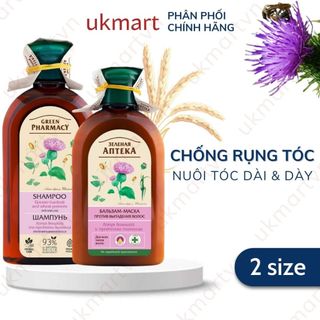 Dầu gội xả chống rụng tóc Zelenaya Apteka Cây ngưu bàng và protein lúa mì