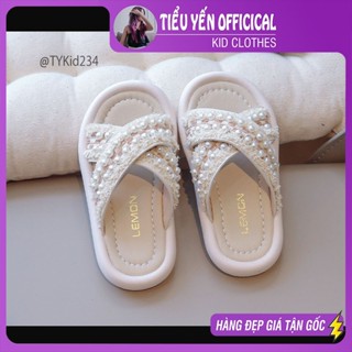 Giày dép trẻ em, Dép hè bé gái, dép ngọc quai chéo đế êm chân size 21-35 G234 | Tiểu Yến KID