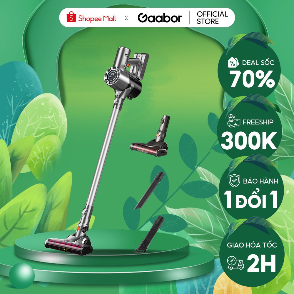 Máy hút bụi không dây GAABOR GVCL-D10A màn hình LED lực hút 16000pa - Hàng chính hãng