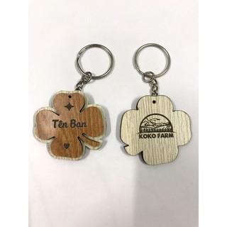 Combo 50 Móc Khóa Cỏ 4 Lá Khắc Logo 2 Mặt