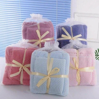 Set 2 Khăn Tắm Lông Cừu Xuất Hàn Cỡ Lớn Siêu Mềm Mịn Thấm Hút Cao Cấp VN.DIDOOGLT