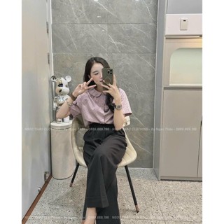 Áo sơ mi cổ sen chấm bi xinh xắn hàng chất mềm đẹp,phom chuẩn