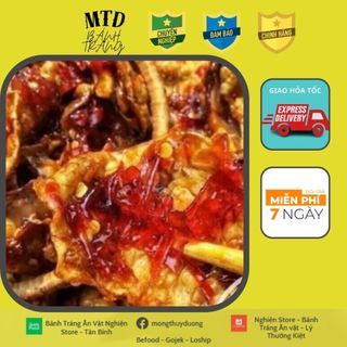 Mực rim sate nguyên con lon 300gr - đặc sản bình định | | bánh tráng mtd | freeship