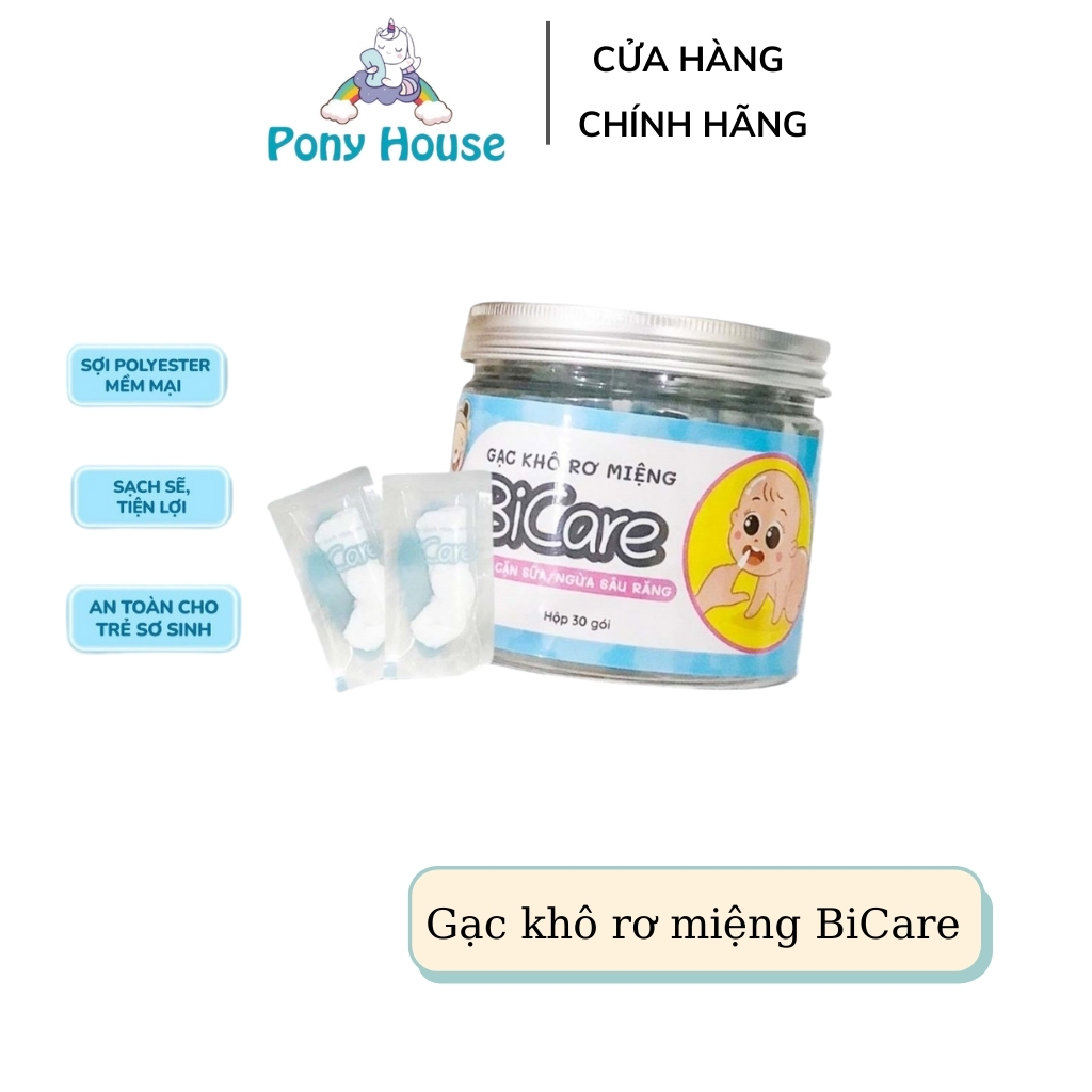 Gạc Rơ Lưỡi Bicare Khô Vệ Sinh Răng Miệng Rơ lưỡi Cho Bé Từ Sơ Sinh Hộp 30 Gói