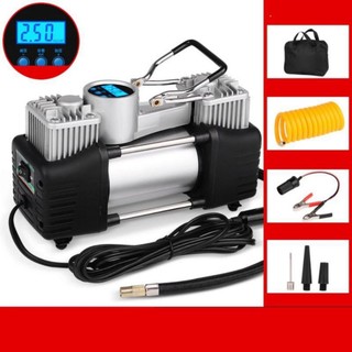 ⚡loại mạnh⚡bơm lốp ô tô loại mạnh, 2 xi lanh, bơm điện ô tô tự ngắt, bơm hơi 12v kèm đèn led