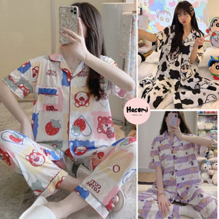 Đồ bộ pijama nữ áo CỘC quần DÀI họa tiết cute, set pijama dễ thương dành cho nữ
