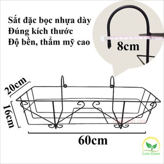 Khung treo ban công + chậu, trồng hoa, trồng rau 63cm, 45cm