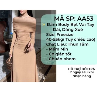 Đầm Body Bệt Vai Tay Dài, Dáng Xòe Sang Trọng Phù Hợp Đi Tiệc,Đi Dạo