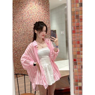 Sơ mi kẻ sọc oversize phom thụng