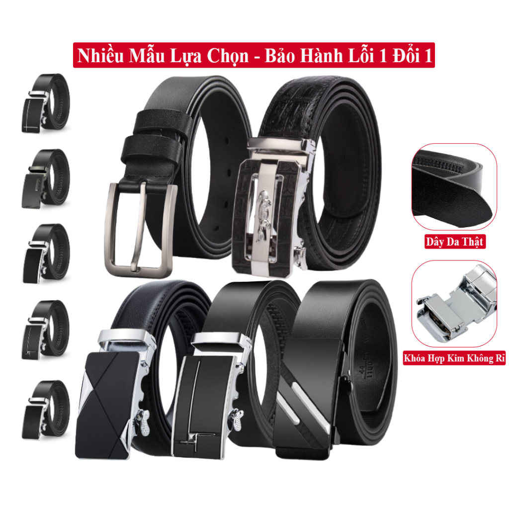 Thắt Lưng Nam Da Bò Thật Khóa Hợp Kim Tự Động Ko Rỉ Dây Vicenzo. Dây Nịt Thắt Lưng Nam Da Thật