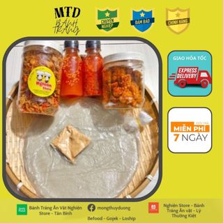 Combo bánh tráng phơi sương sốt tắc + sate tỏi + tóp mỡ | | bánh tráng mtd | freeship