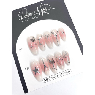 207 Nailbox thiết kế loang hồng đính đá
