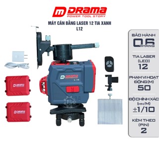 Máy cân bằng laser DRAMA L12, 12 tia xanh bóng LED siêu sáng Có điều khiển từ xa kèm 2 pin