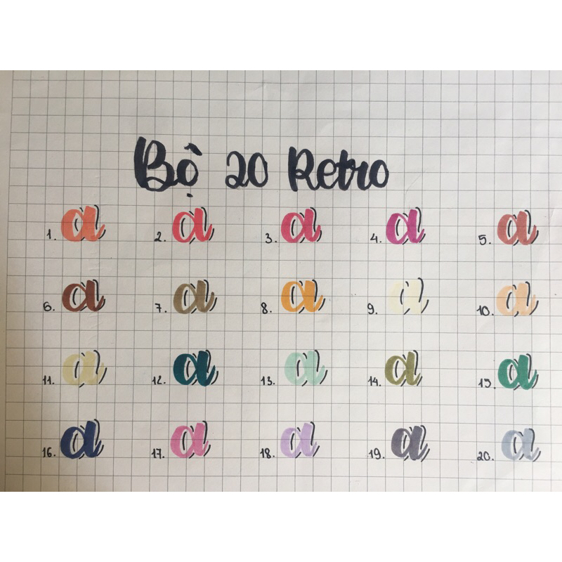 [Sẵn] Bán lẻ bút Fiber Pen chính hãng bộ 20 màu Retro có thể viết calligraphy hoặc dùng làm highligh