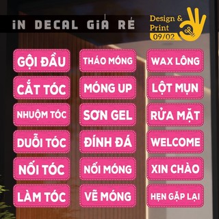 Decal trang trí tiệm nail - tiệm tóc - spa - dán nên cửa kính tường