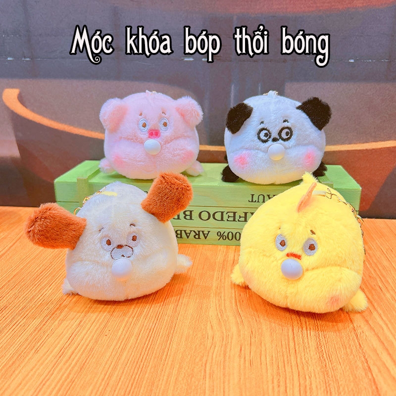 Móc khóa thú bông thổi bóng đáng yêu (4 mẫu)