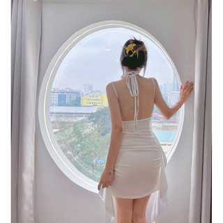 Váy Tessa váy trắng hở lưng