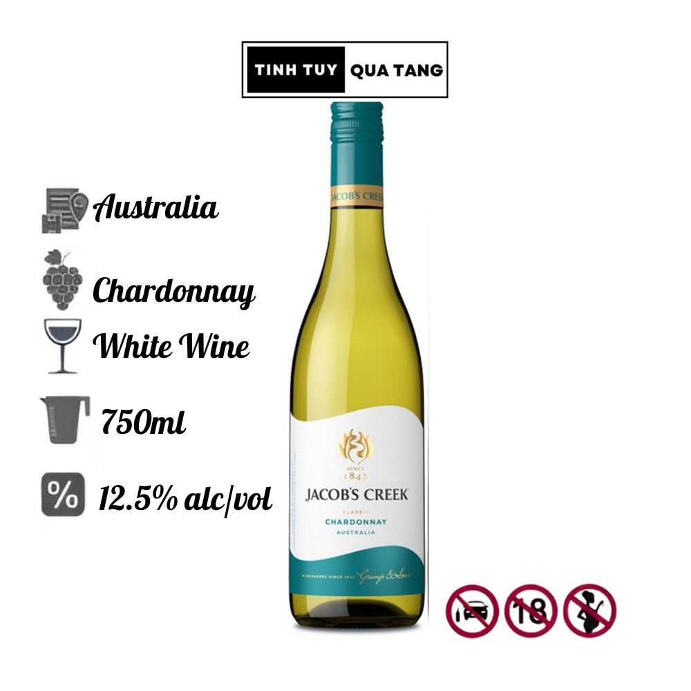 Rượu Vang Trắng Jacob's Creek Classic Chardonnay Dung tích 750ml nồng độ 12.5% (Không hộp)