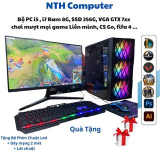 Bộ Máy Tính i5 i7 Ram 8g Ssd 256g VGA 1050 ti kèm màn mới 24 inch chơi mượt mọi game Liên minh, fifa 4,csgo đồ họa ngon