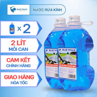 Combo 2 can nước rửa kính ô tô 2 Lít BlueWhale, xóa sạch vết bẩn trên kính lái, tạo hiệu ứng lá sen