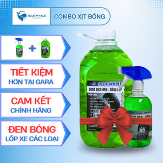 Combo Xịt Bóng Lốp BlueWhale (can 2L + chai 500ml) làm đẹp bảo vệ lốp ô tô, xe máy, xe đạp điện