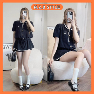 Jumpsuit nữ liền thân váy kẻ cổ tàu phối viền ren thêu nơ túi ngực chun eo siêu xinh phong cách tiểu thư Hàn Quốc