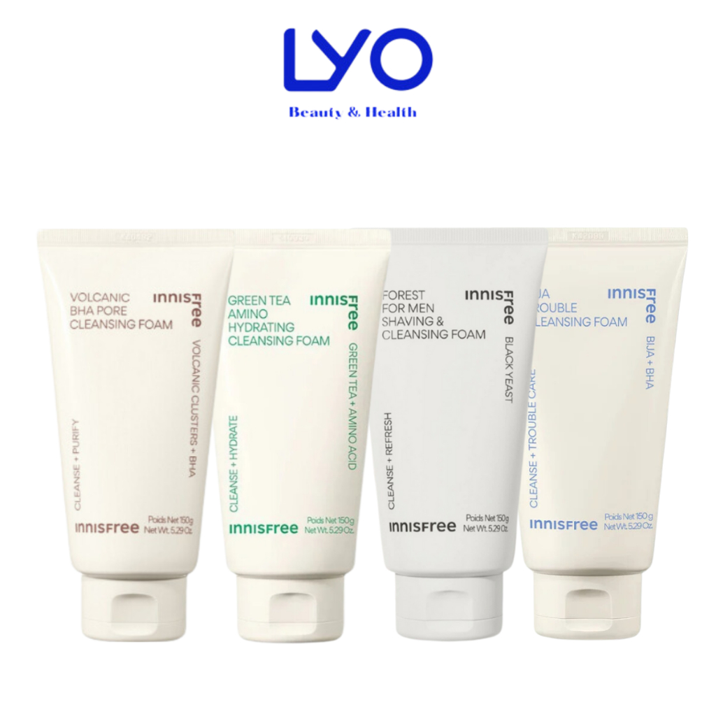 Sữa Rửa Mặt Innisfree Jeju Volcanic Pore BHA / Bija Trouble / Green Tea Hydating Amino Acid / Forest For Men 150g