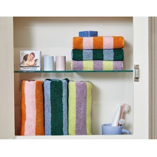 Khăn tắm decor sọc neon cao cấp 송월 - chất liệu cotton kháng khuẩn - sợi vải dày dặn