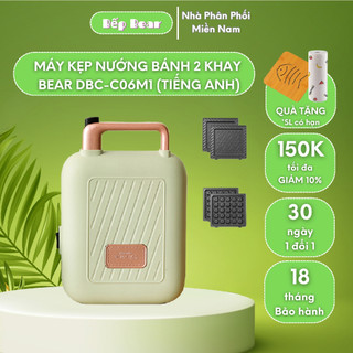 Máy Làm Bánh Waffle Nướng Bánh Mỳ Sandwich Kẹp Nướng Bánh Đa Năng Bear DBC-C06M1, Bảo Hành 18 Tháng