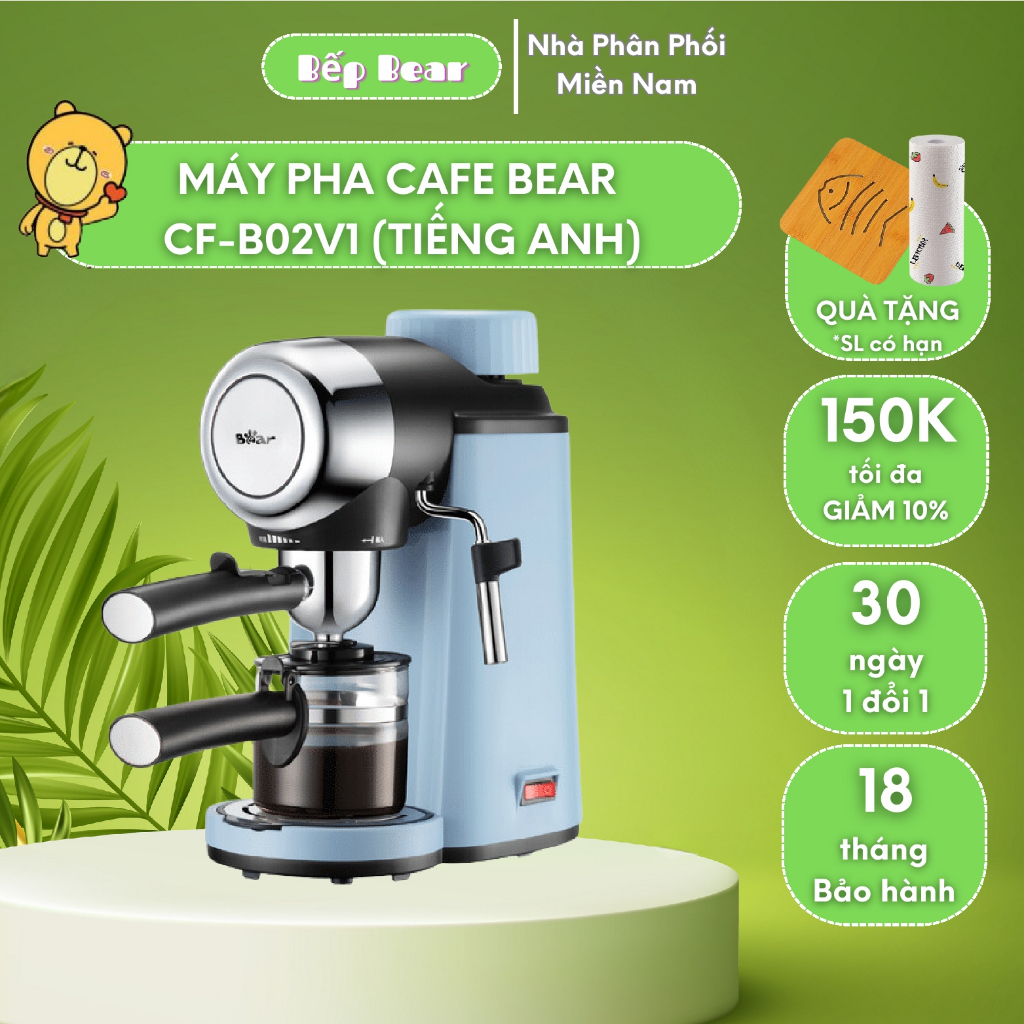 Máy Pha Cà Phê Tự Động Mini Bear CF-B02V1, Máy Pha Cafe Espresso, Đánh Bọt Sữa,  Bản Quốc Tế Bảo Hành 18TH