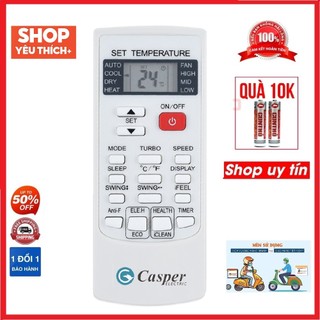 Điều khiển Điều hòa  Casper  YKR-H/102E 1 nút đỏ dòng YKR  loại tốt thay thế khiển zin theo máy-Tặng kèm pin