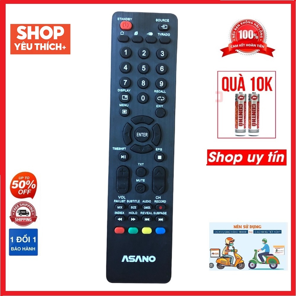 Điều khiển tivi ASANO smart internet thay thế khiển zin theo máy - tặng kèm pin chính hãng -Remote t