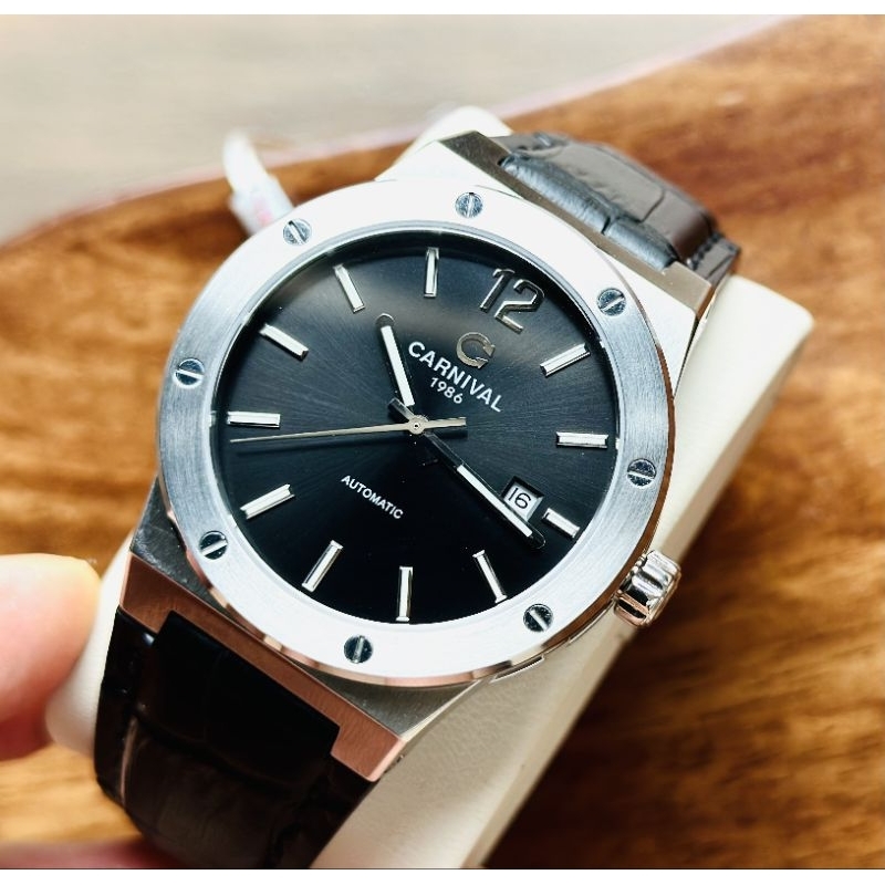 [Chính Hãng 100%] Đồng Hồ Nam  Carnival 8122G (8122) Máy Cơ (Automatic) Kính Sapphiare Siz 40 Dây Da