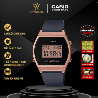 Đồng Hồ Điện Tử Nữ LW-204-1ADF Màu Black Rose Gold Đen Vàng Hồng Mặt Kính Nhựa 35mm Chống Nước Dây Nhựa Chính Hãng Casio