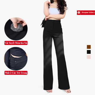 Quần Dài Ống Loe Ống Rộng Cạp Cao Madela Siêu Tôn Dáng. Quần Tây Vải Ống Loe Ống Rộng Nữ Công Sở