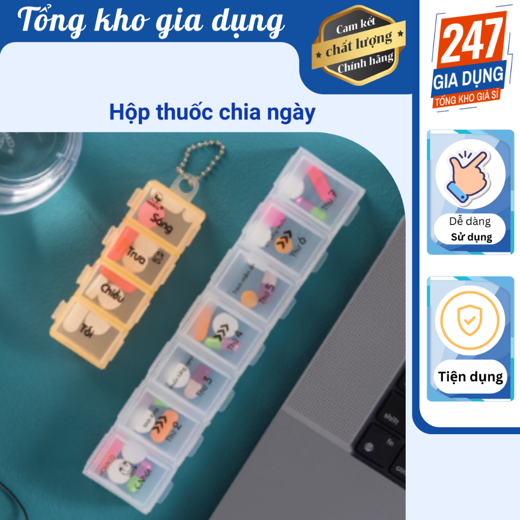 Hộp đựng thuốc 4 ngăn, 7 ngăn