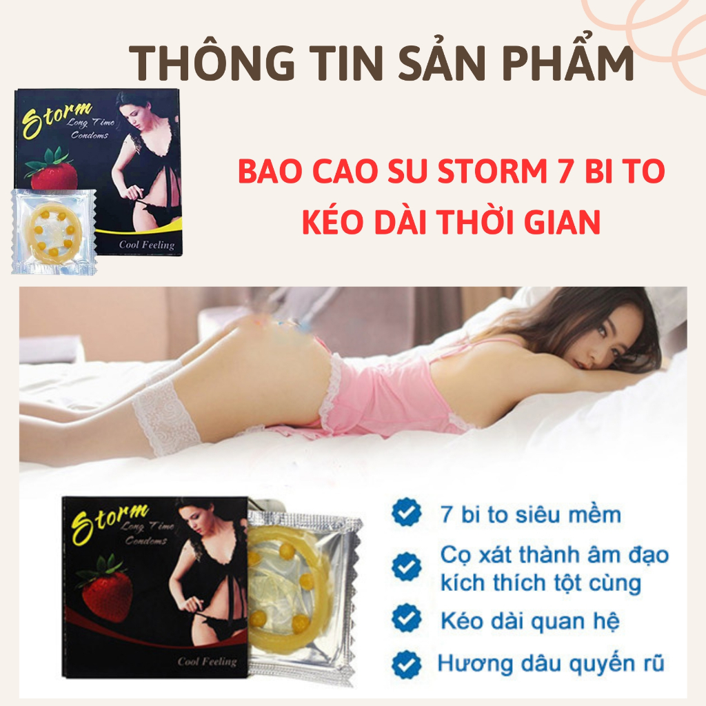 Combo 10 hộp Bao cao su bi STORM Bcs 7 bi lớn có gai toàn thân Tăng khoái cảm