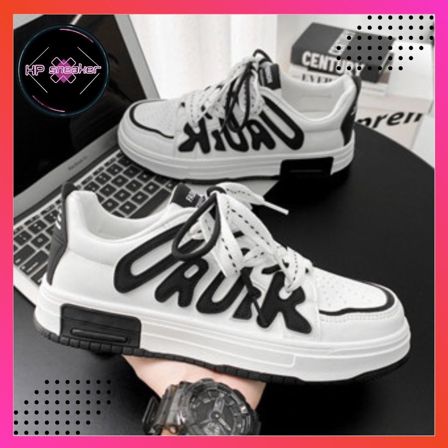 Giày sneaker, giày thể thao nam nữ độn đế đen trắng DPIDE vải thoáng khí phong cách Ulzzang - HP SNE