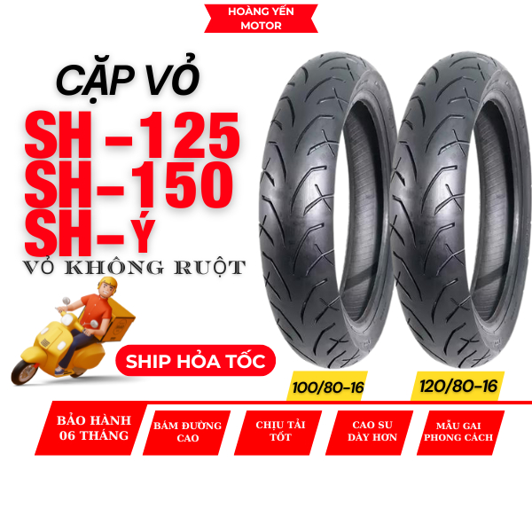 Cặp Vỏ Lốp SH 125- SH 150- SH Ý Không Ruột  Chất Lượng Cao VL