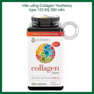 Viên uống đẹp da, đẹp móng, tóc Youtheory Collagen + Biotin 6000mg, hộp 390 viên chính hãng Mỹ