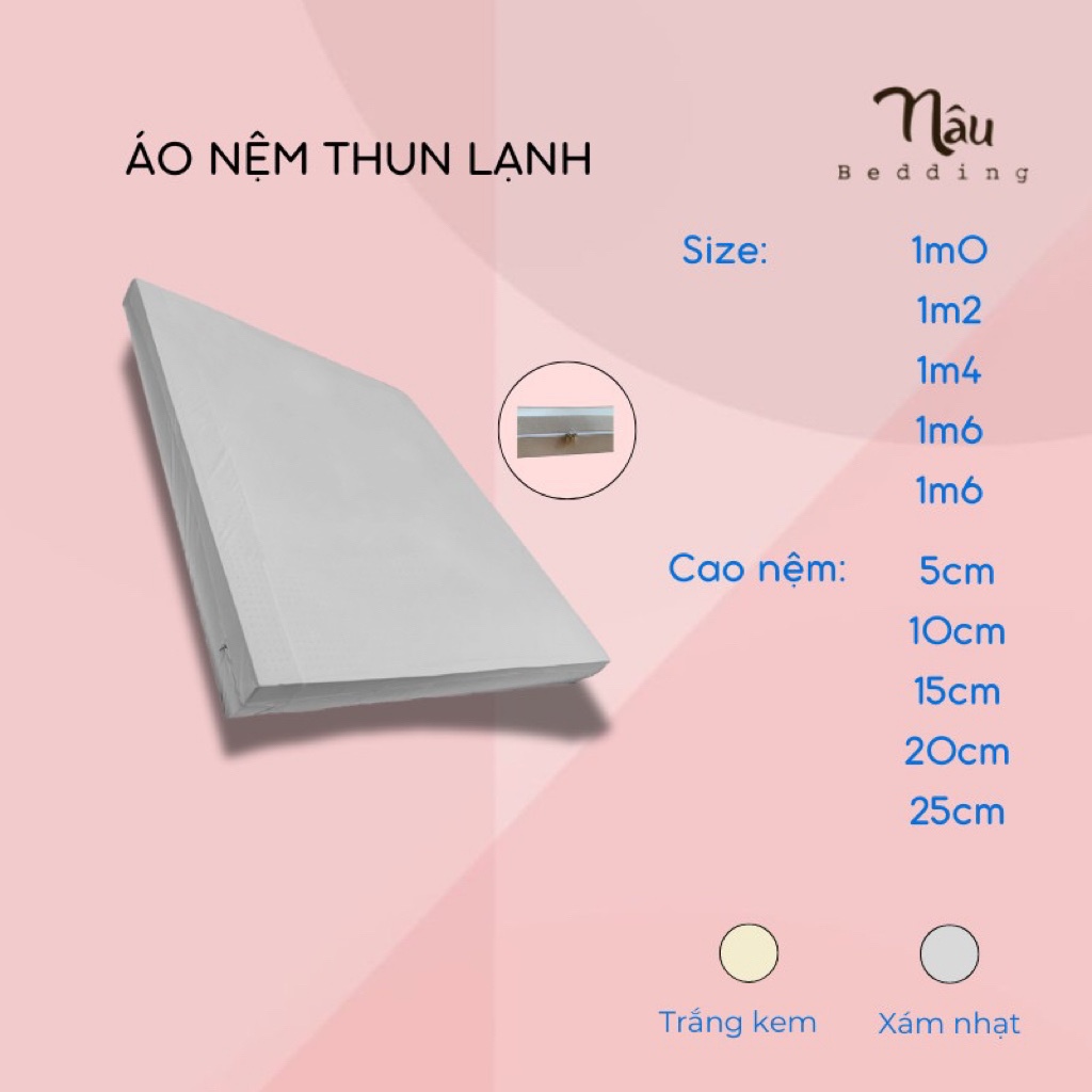 Áo bọc nệm thun lạnh có khoá kéo- Nâu Bedding