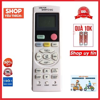 Điều khiển điều hòa SANYO nút hồng và nút TURBO loại tốt thay thế cho khiển zin theo máy  -Tặng kèm pin