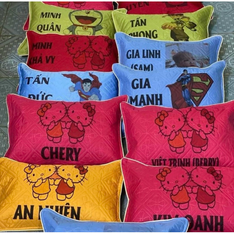 Vỏ gối đi học in tên in hình cho bé 35x50